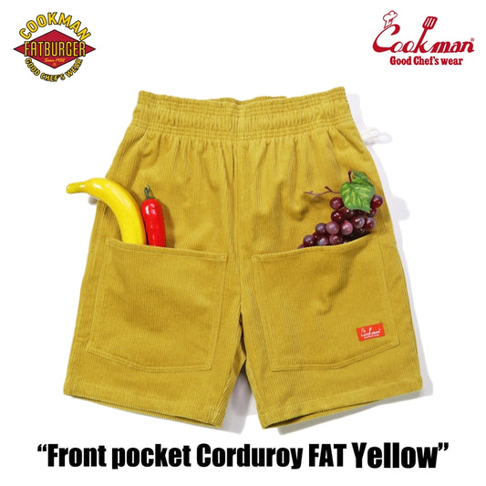 Cookman Chef Short Pants Front Pocket - Corduroy : FAT Yellow