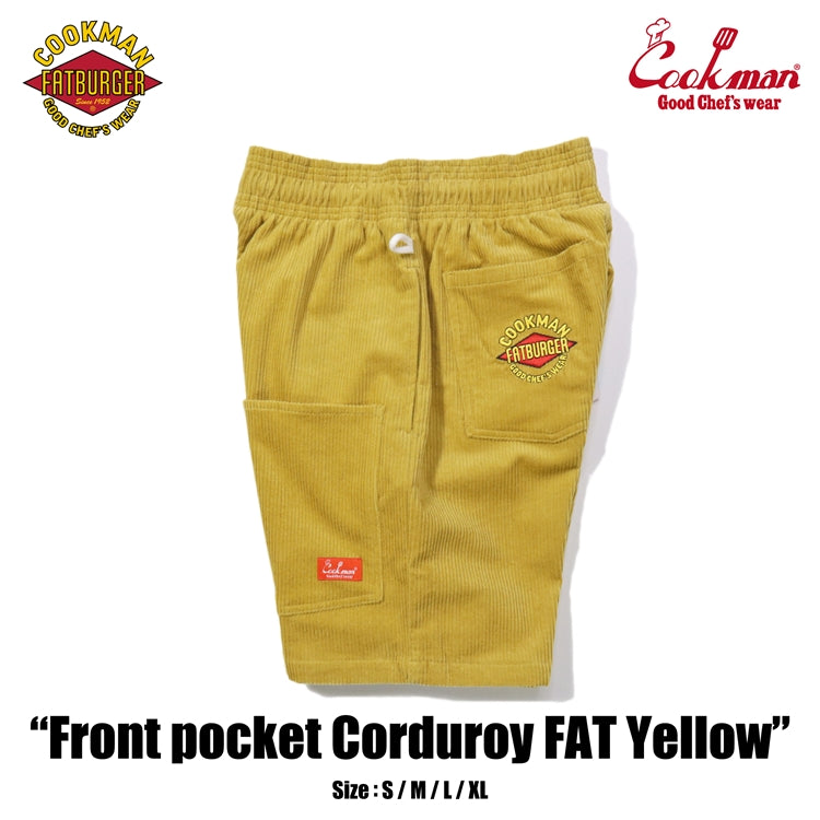 Cookman Chef Short Pants Front Pocket - Corduroy : FAT Yellow