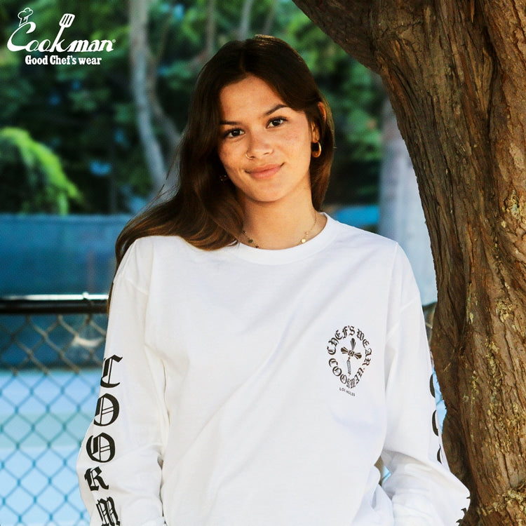 Cookman Long Sleeve Tees - Wine Opener : White
