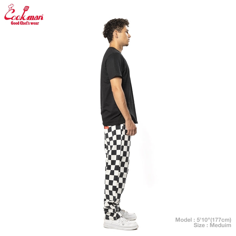 Cookman Chef Pants Semiwide - Washed Duck Canvas Checker : Black