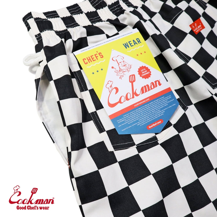 Chef Short Pants Front Pocket - Checker : Black
