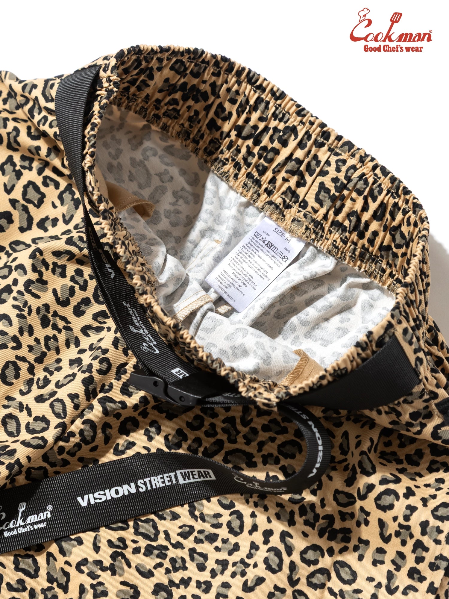 Chef Pants Short Black Belt - Vision Leopard : Beige