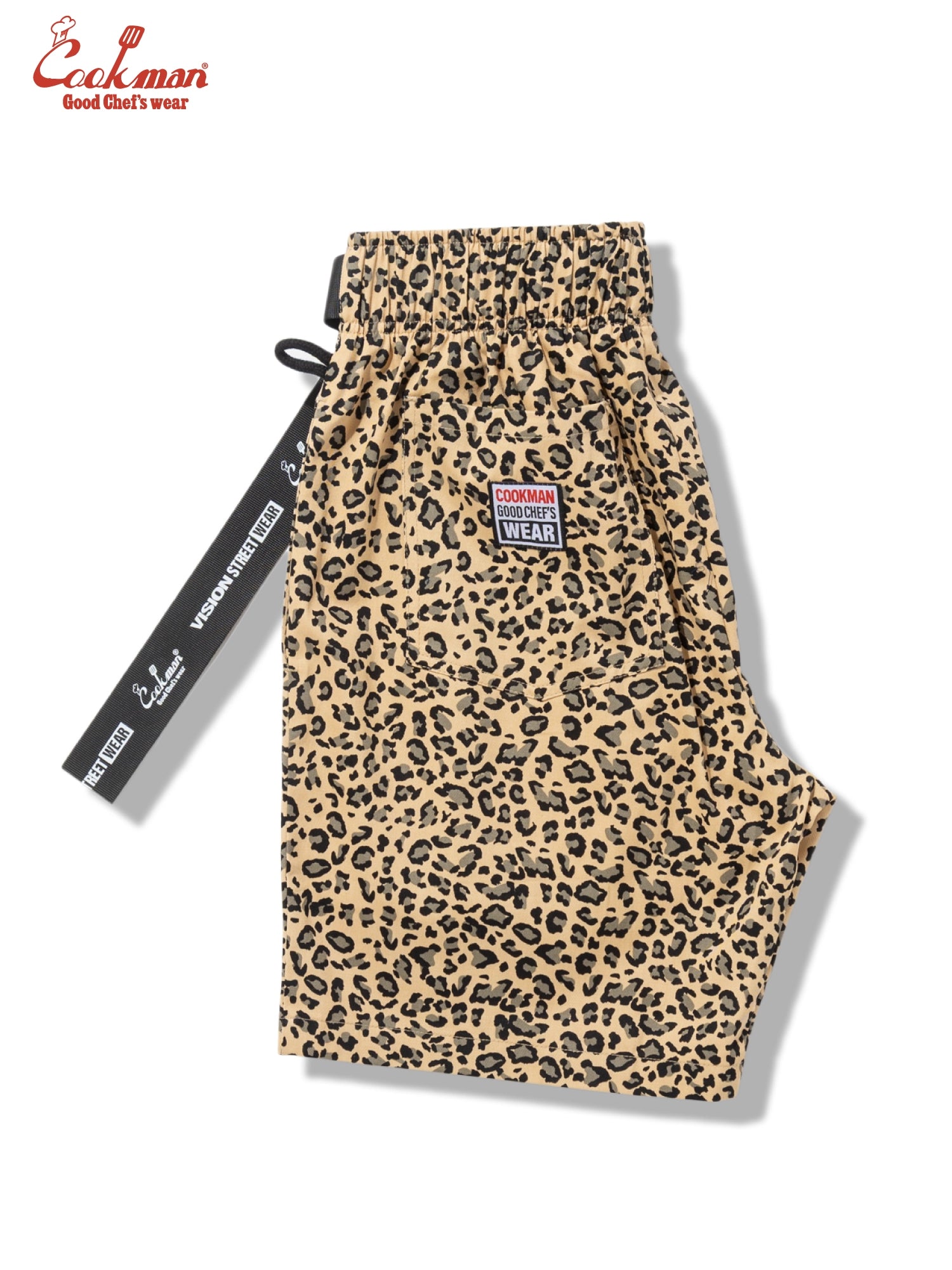 Chef Pants Short Black Belt - Vision Leopard : Beige