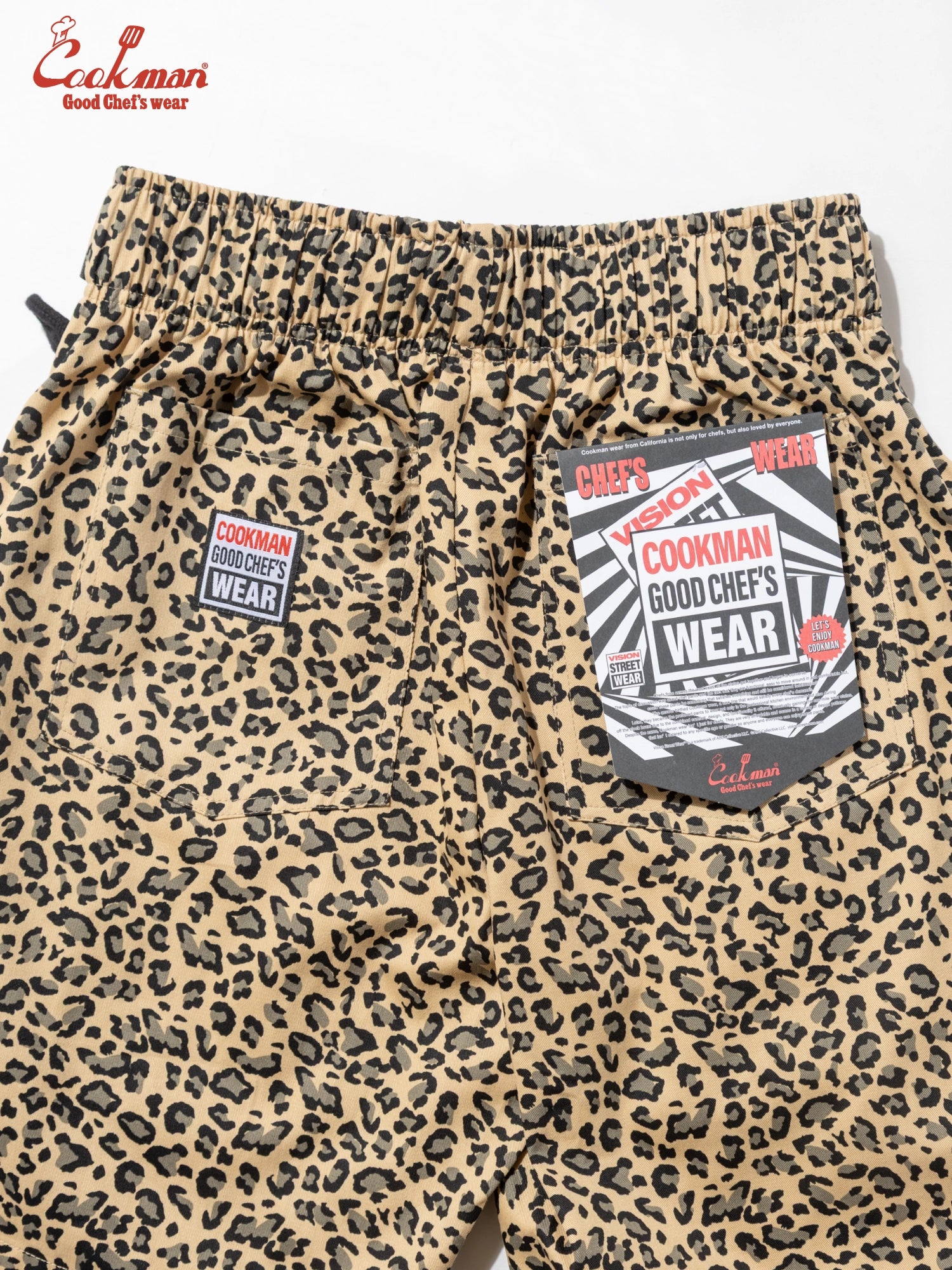 Chef Pants Short Black Belt - Vision Leopard : Beige