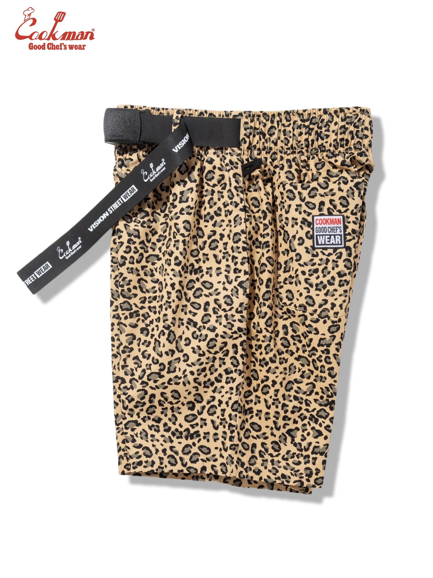 Chef Pants Short Black Belt - Vision Leopard : Beige