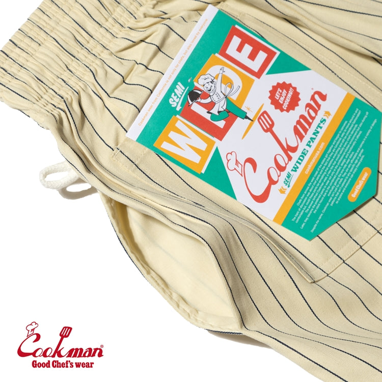 Cookman Chef Pants Semiwide - Herringbone Stripe : Cream