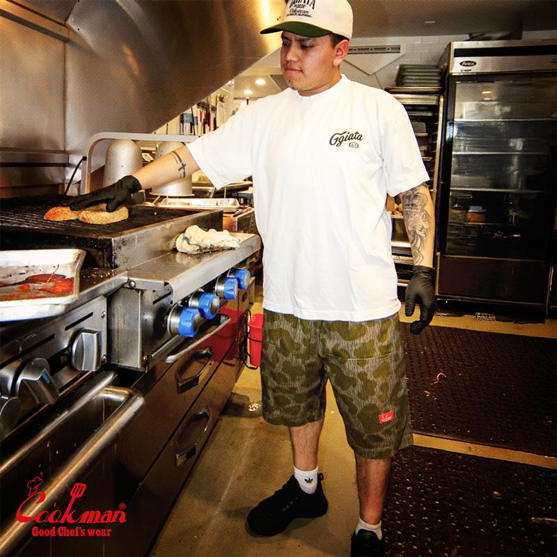 Cookman Chef Short Pants Front Pocket - Raindrop Camo : Green