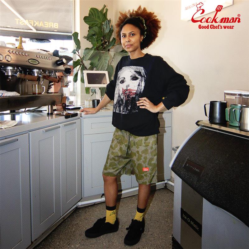 Cookman Chef Short Pants Front Pocket - Raindrop Camo : Green