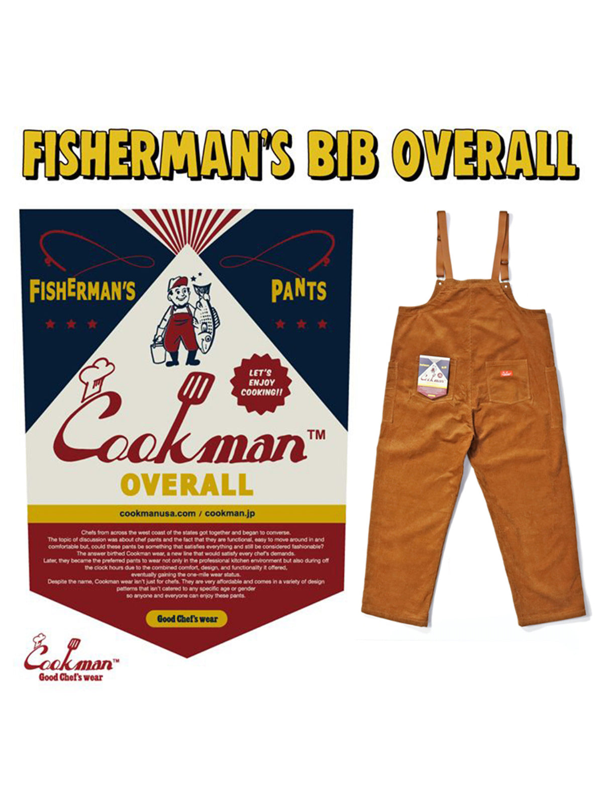 Fisherman's Bib Overall - Corduroy : Brown
