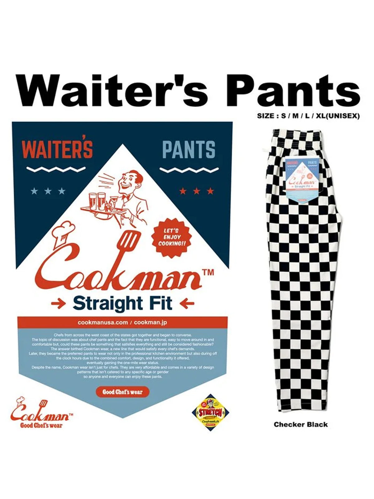 Waiter's Pants (stretch) - Checker : Black