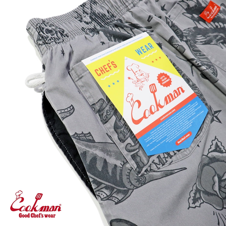 Cookman Chef Short Pants - Old Tattoo : Gray