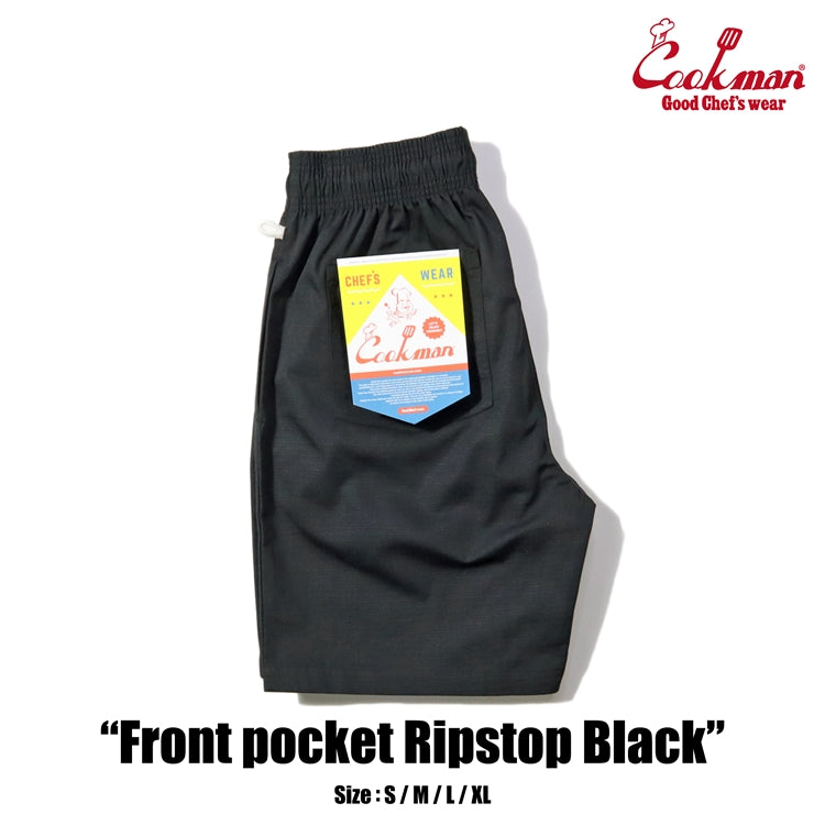 Cookman Chef Short Pants Front Pocket - Ripstop : Black