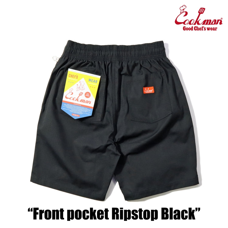 Cookman Chef Short Pants Front Pocket - Ripstop : Black