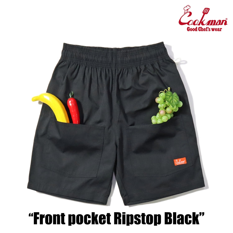Cookman Chef Short Pants Front Pocket - Ripstop : Black