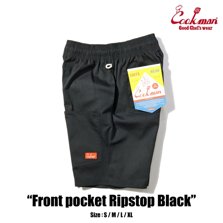 Cookman Chef Short Pants Front Pocket - Ripstop : Black
