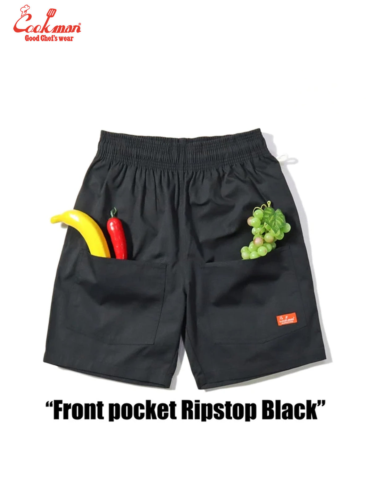 Chef Short Pants Front Pocket - Ripstop : Black