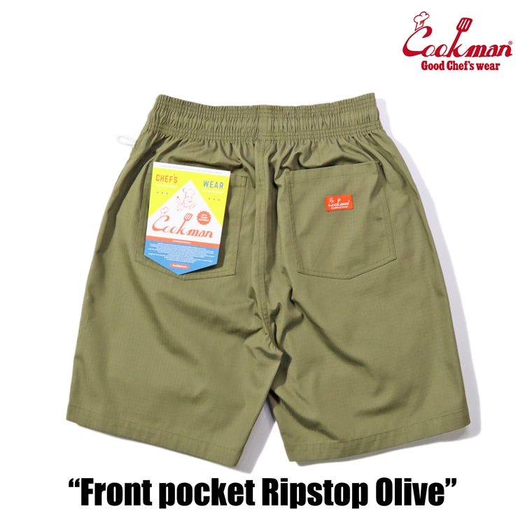 Cookman Chef Short Pants Front Pocket - Ripstop : Olive