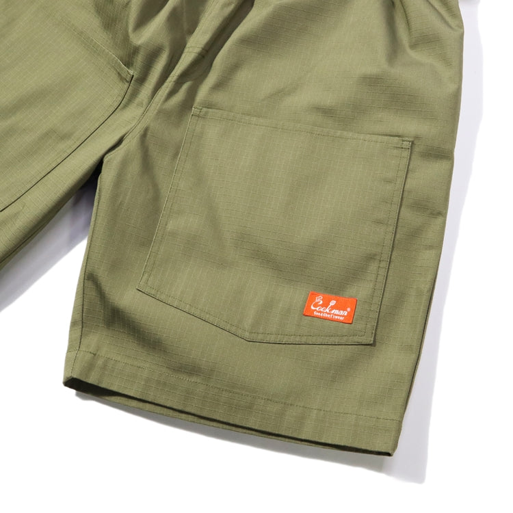 Cookman Chef Short Pants Front Pocket - Ripstop : Olive