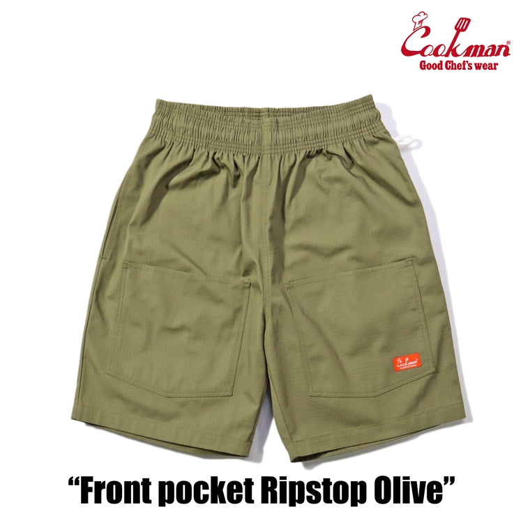 Cookman Chef Short Pants Front Pocket - Ripstop : Olive