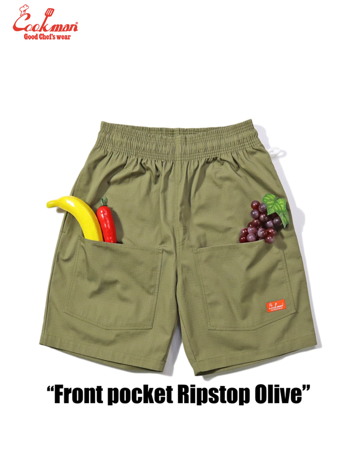 Chef Short Pants Front Pocket - Ripstop : Olive