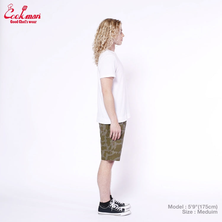 Cookman Chef Short Pants Front Pocket - Raindrop Camo : Green