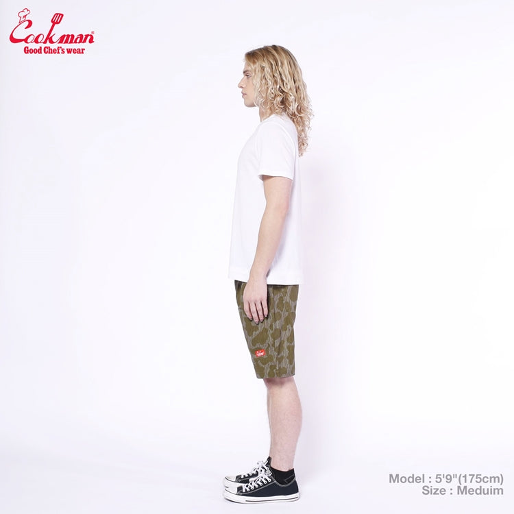 Cookman Chef Short Pants Front Pocket - Raindrop Camo : Green