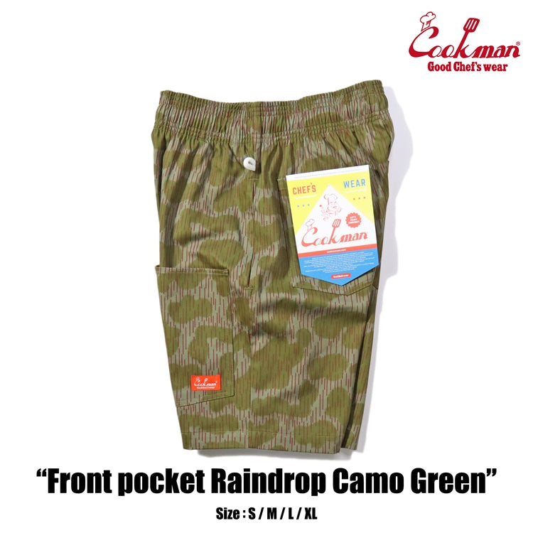Cookman Chef Short Pants Front Pocket - Raindrop Camo : Green