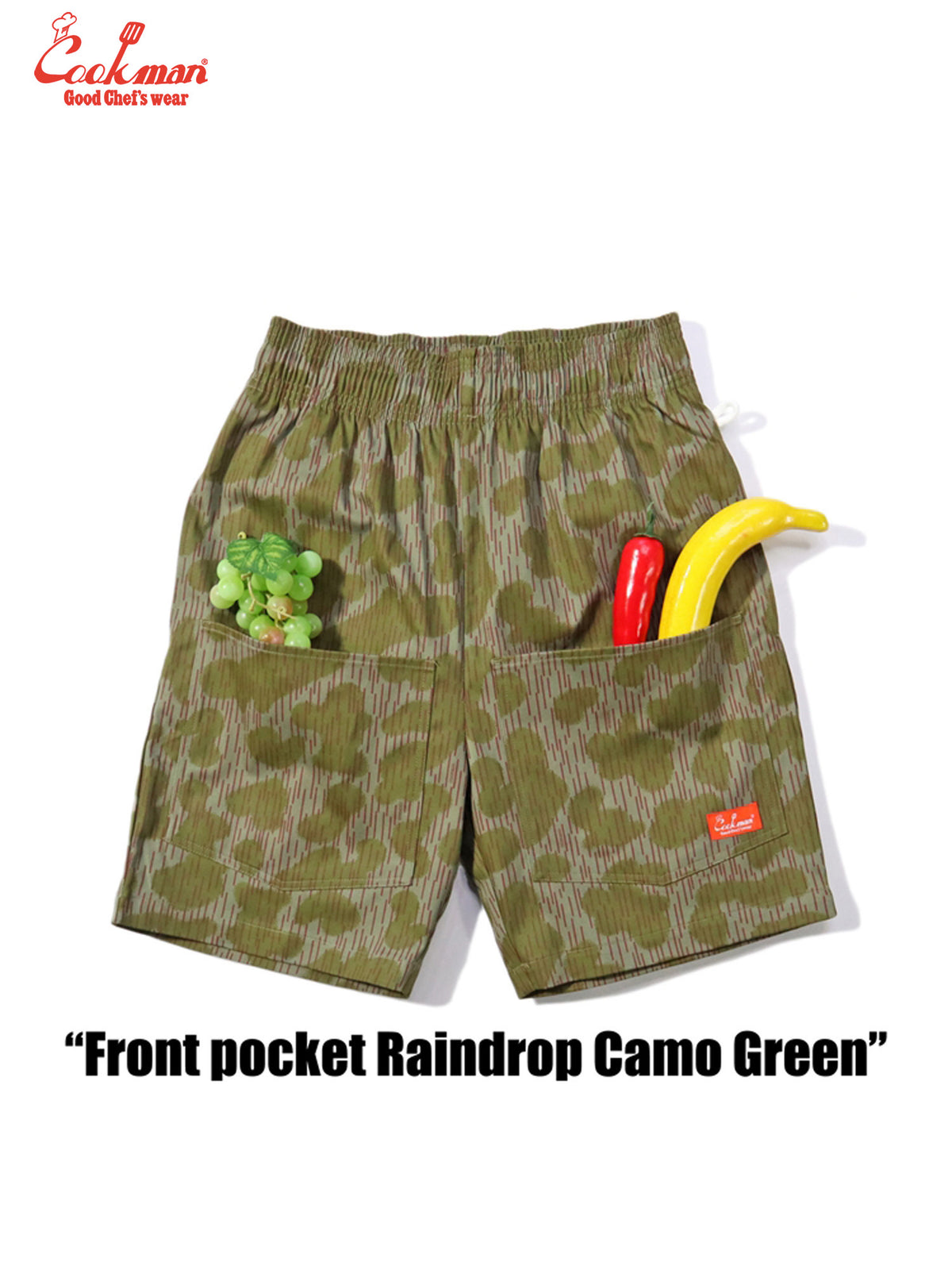 Chef Short Pants Front Pocket - Raindrop Camo : Green