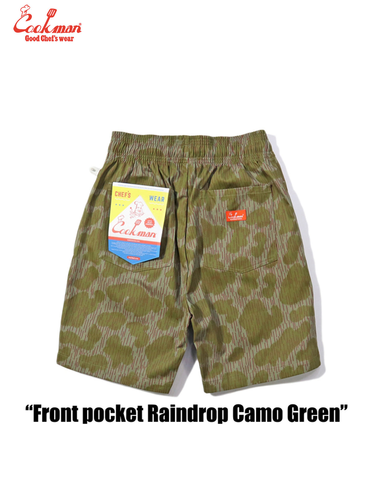 Chef Short Pants Front Pocket - Raindrop Camo : Green