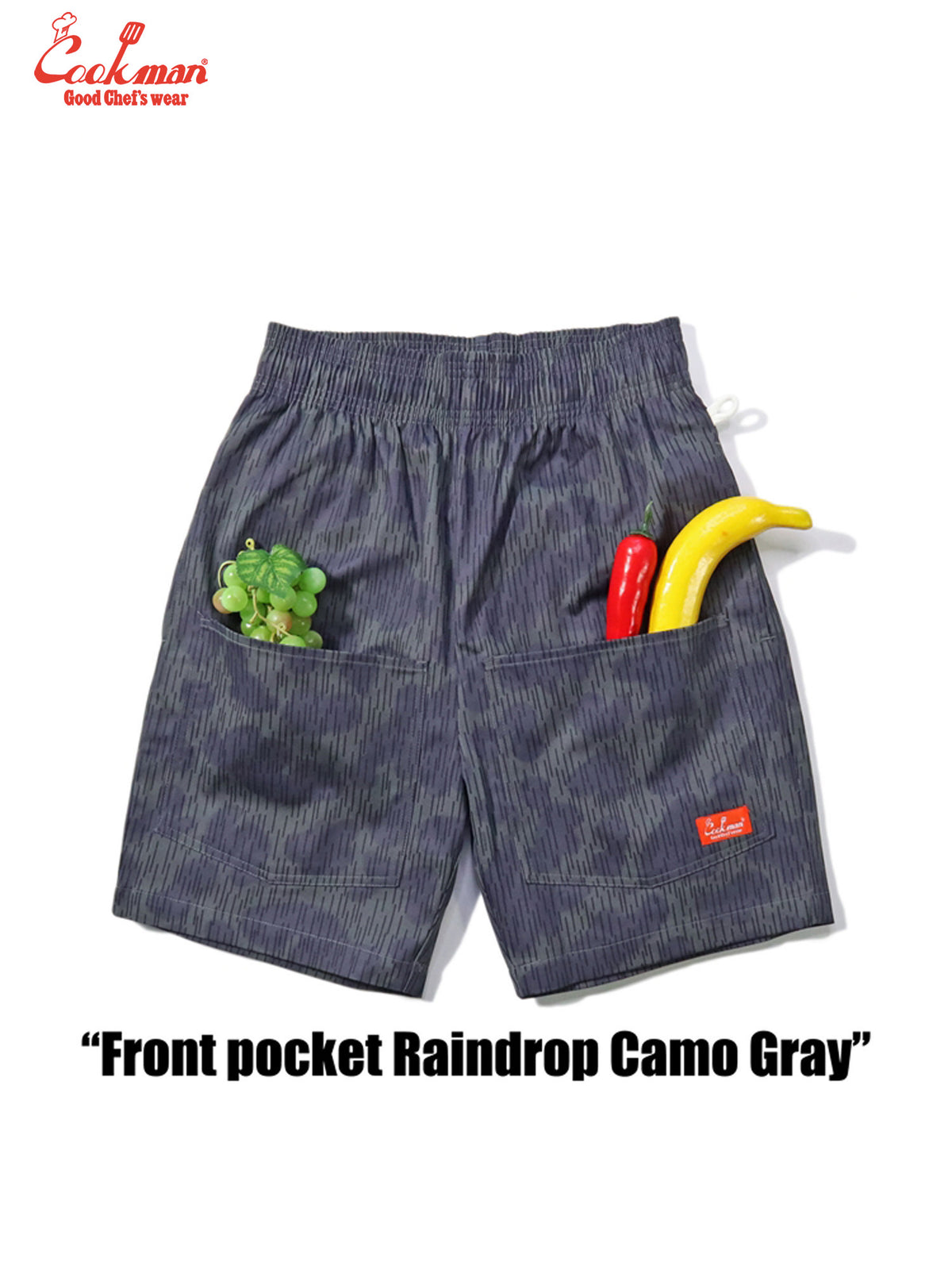 Chef Short Pants Front Pocket - Raindrop Camo : Gray