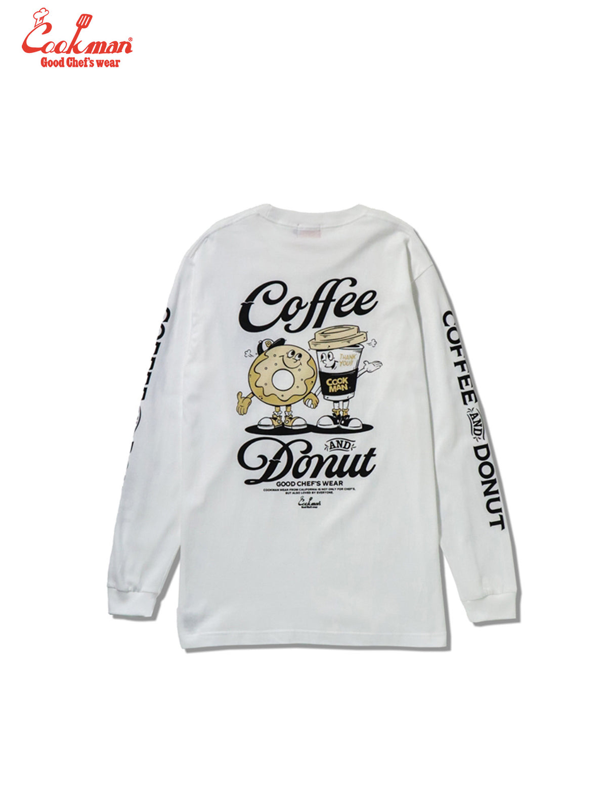 Long Sleeve Tees - Coffee & Donut : White