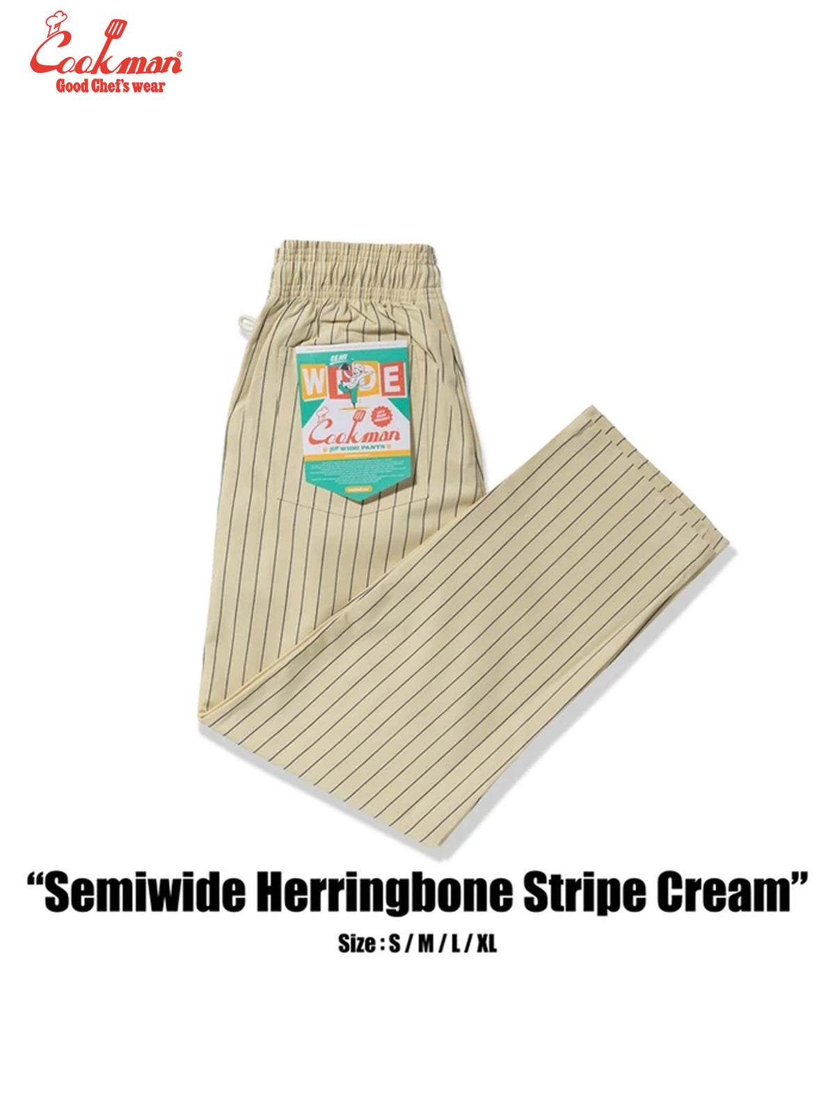 Chef Pants Semiwide - Herringbone Stripe : Cream