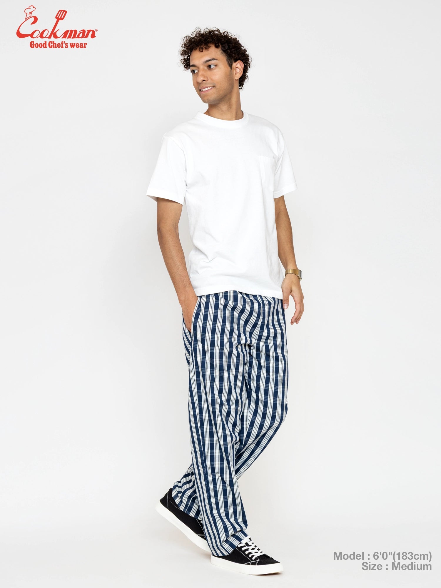 Cookman Chef Pants Semiwide - PALAKA Check : Navy
