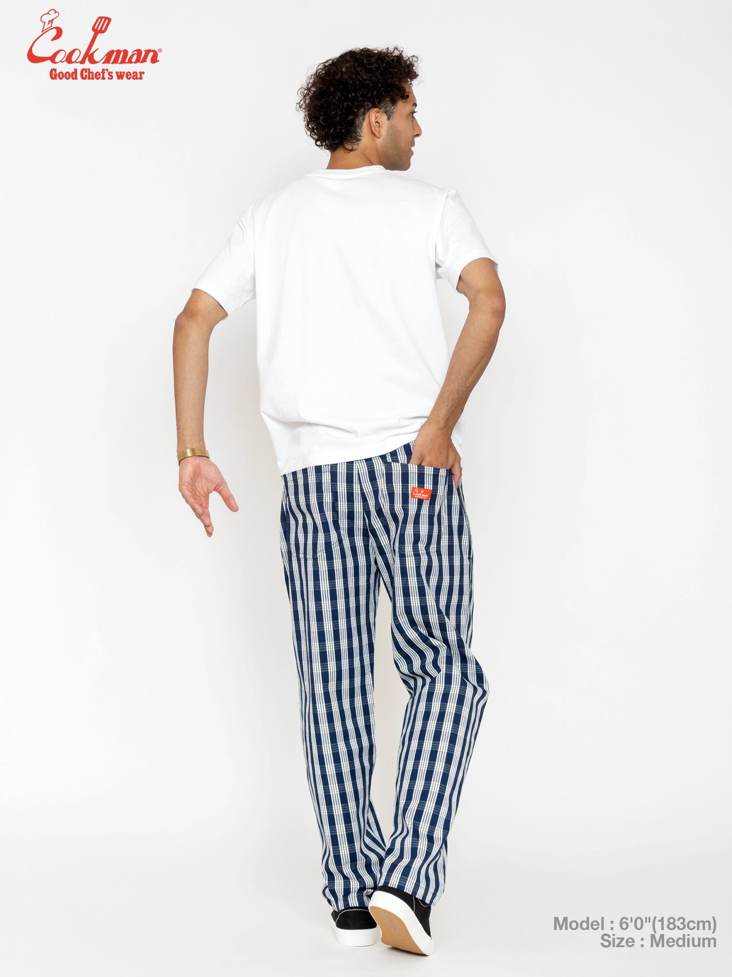 Cookman Chef Pants Semiwide - PALAKA Check : Navy