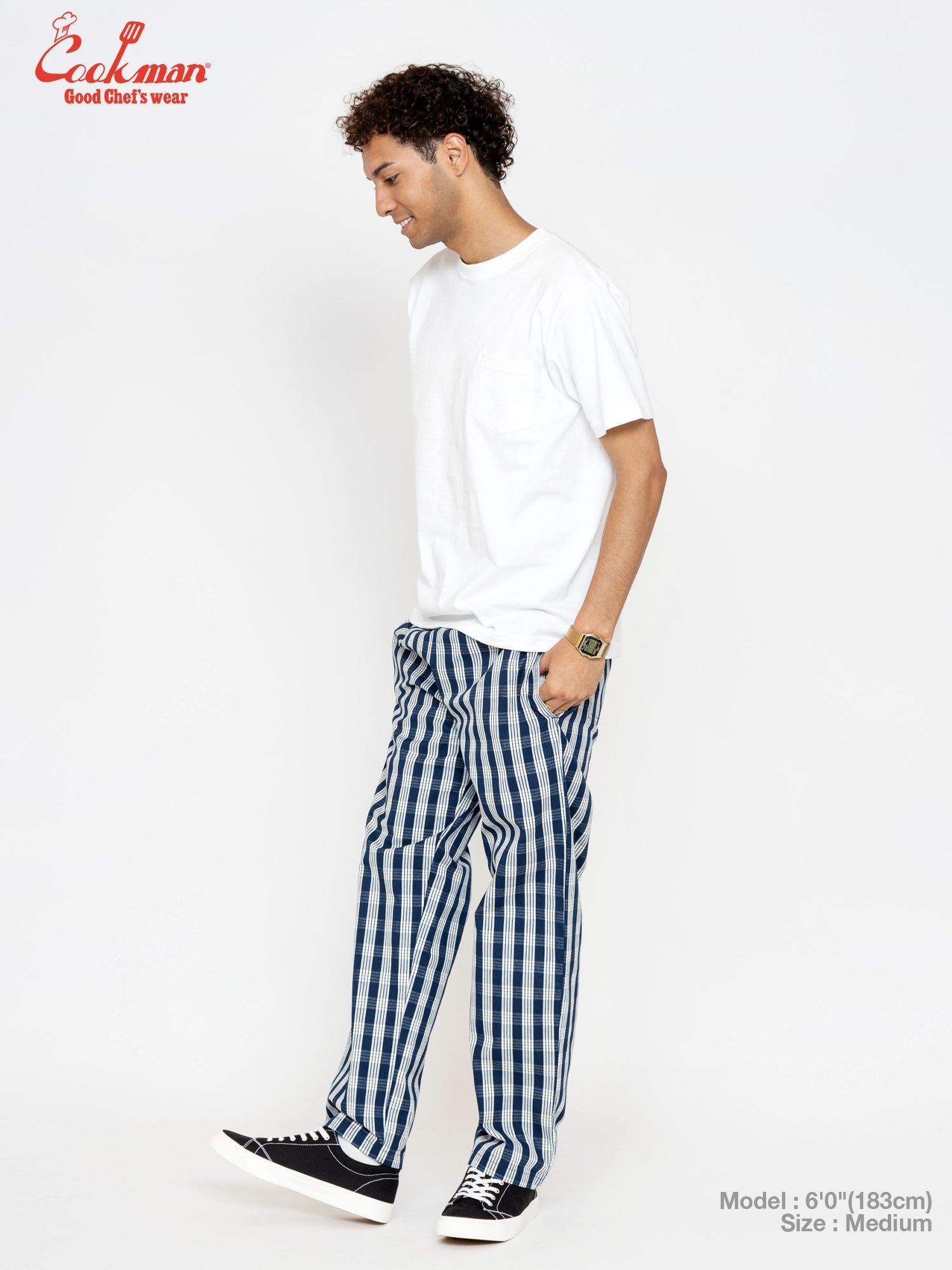 Cookman Chef Pants Semiwide - PALAKA Check : Navy