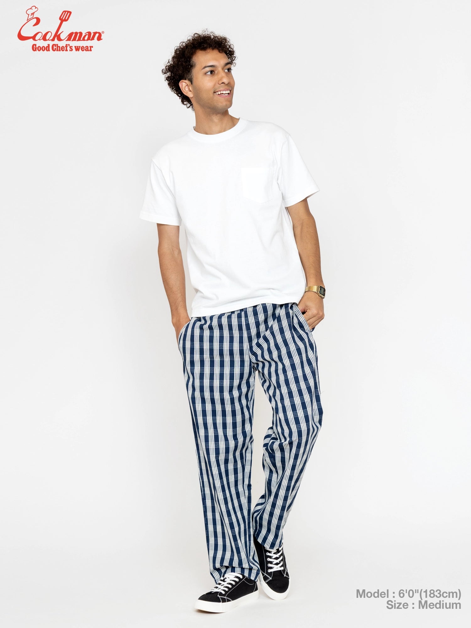 Cookman Chef Pants Semiwide - PALAKA Check : Navy