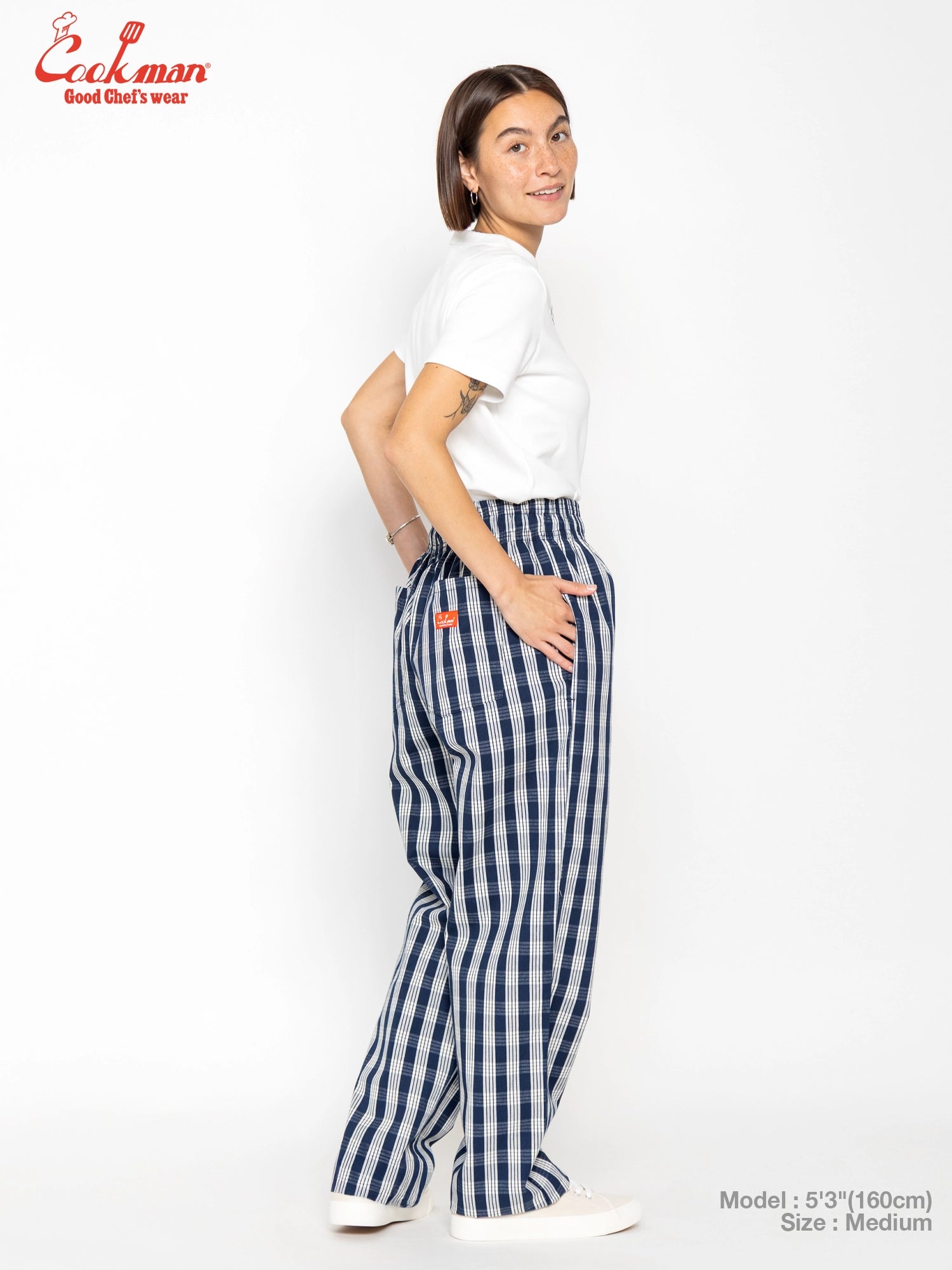 Cookman Chef Pants Semiwide - PALAKA Check : Navy