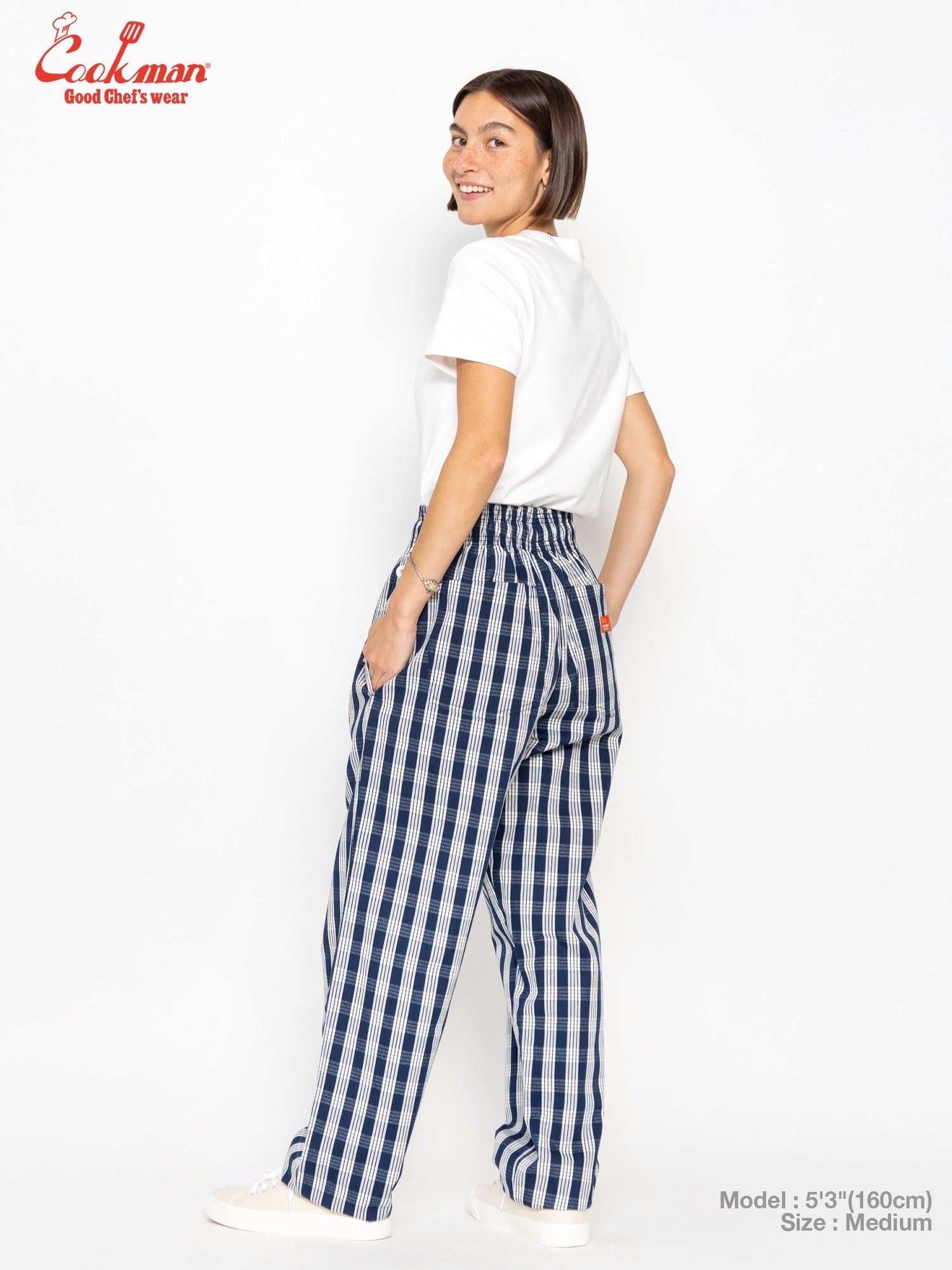 Cookman Chef Pants Semiwide - PALAKA Check : Navy