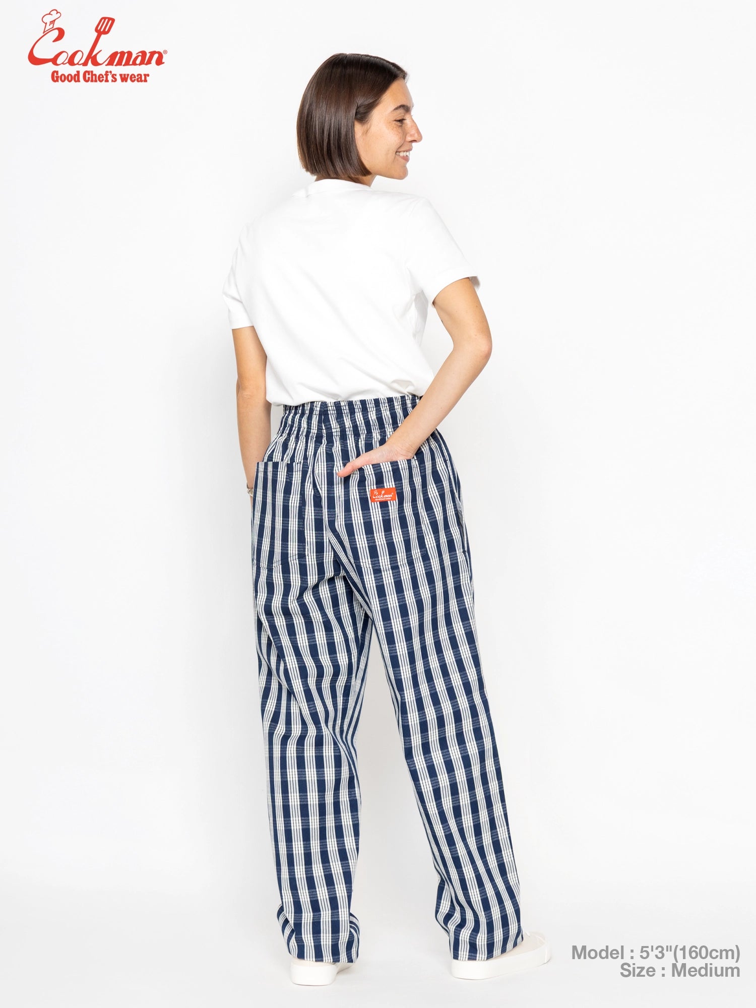 Cookman Chef Pants Semiwide - PALAKA Check : Navy