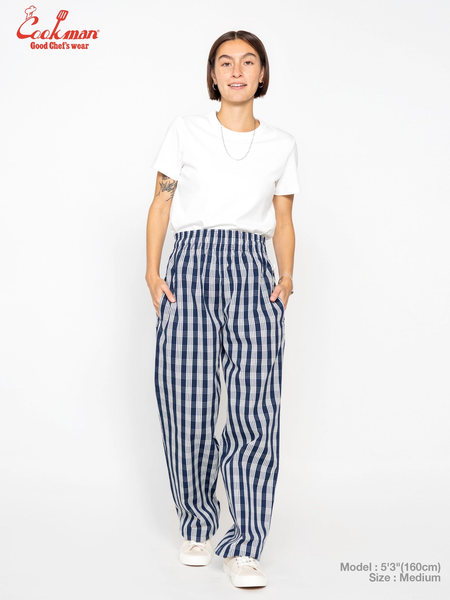 Cookman Chef Pants Semiwide - PALAKA Check : Navy
