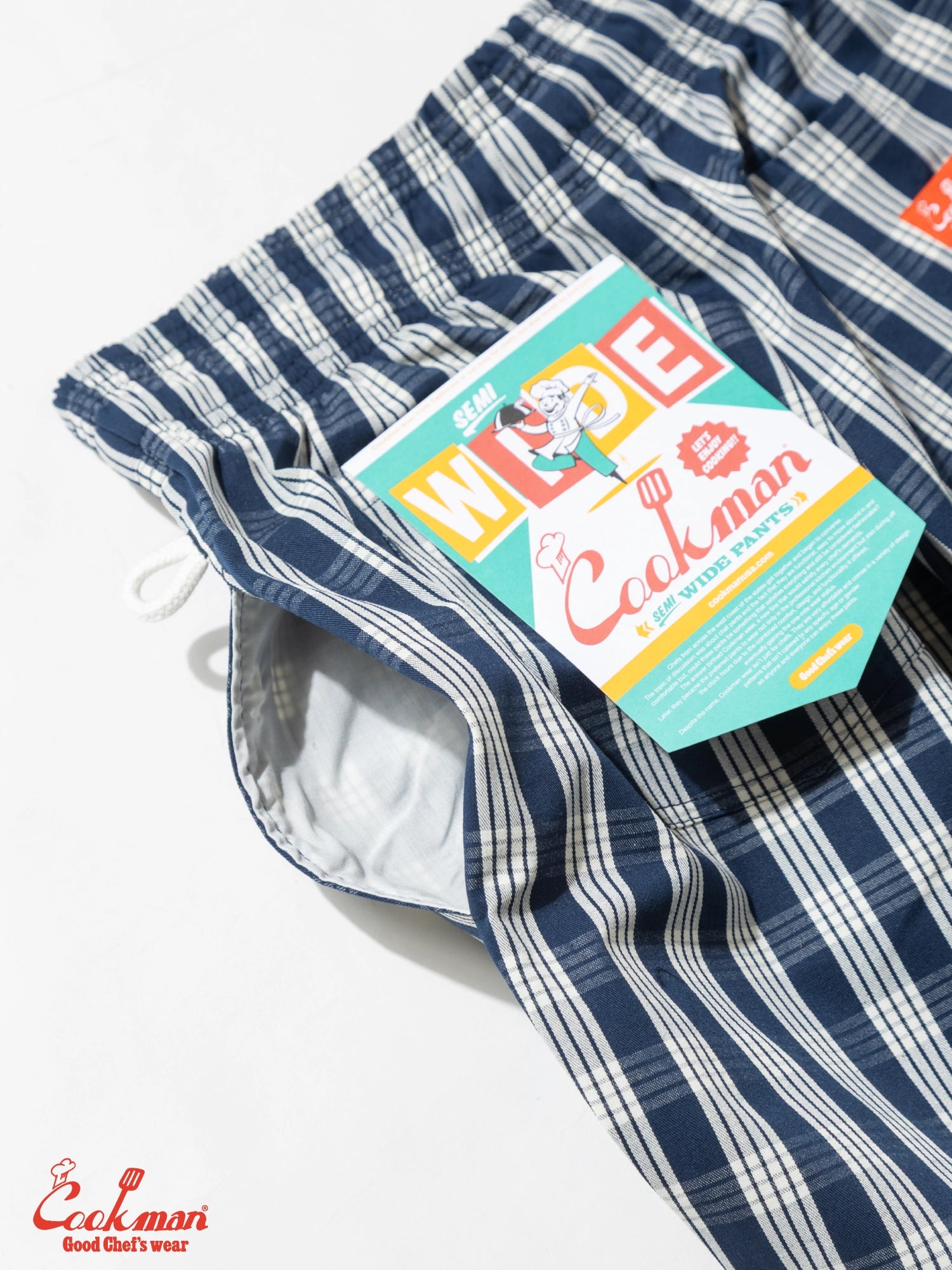 Cookman Chef Pants Semiwide - PALAKA Check : Navy