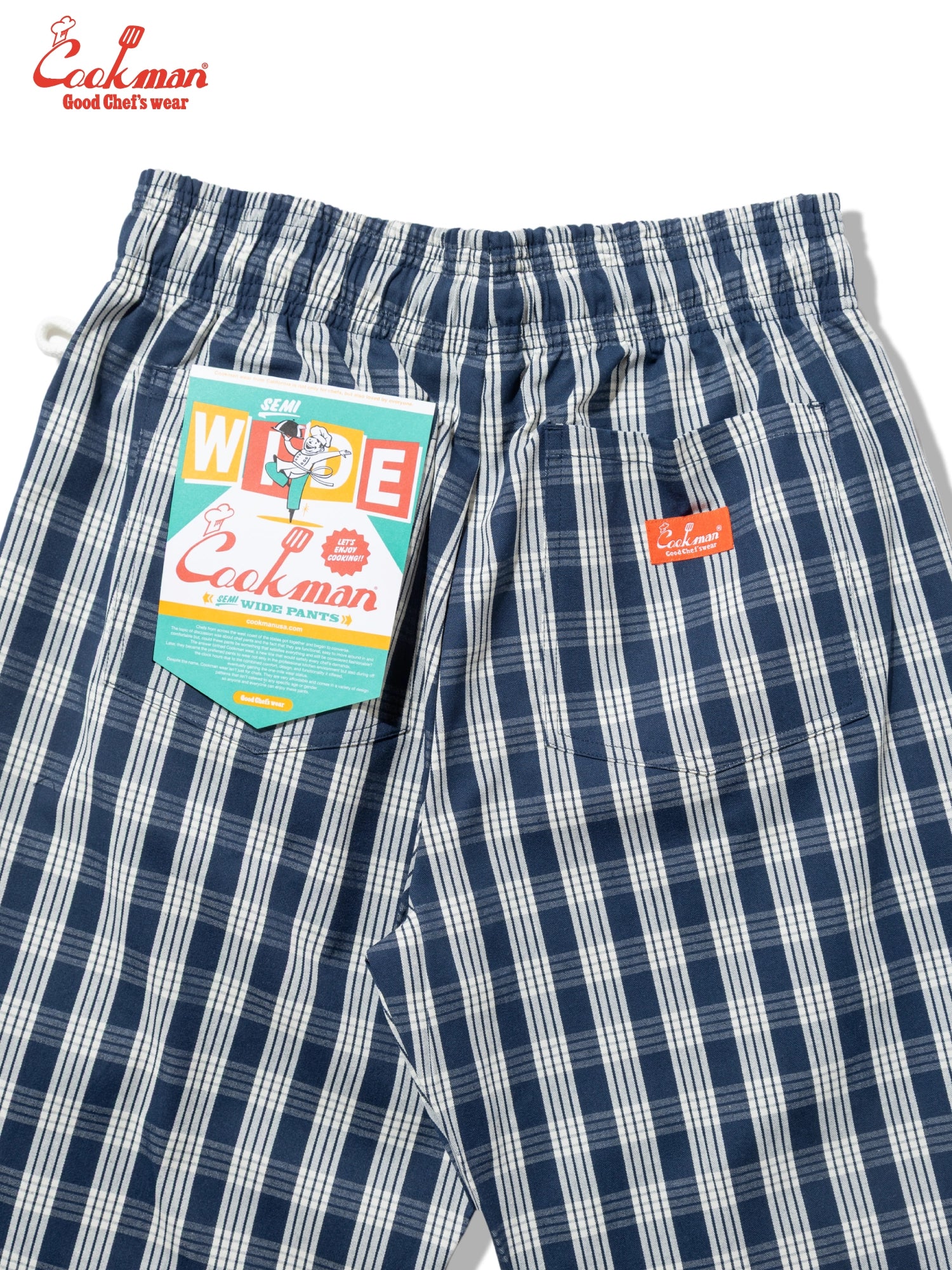 Cookman Chef Pants Semiwide - PALAKA Check : Navy
