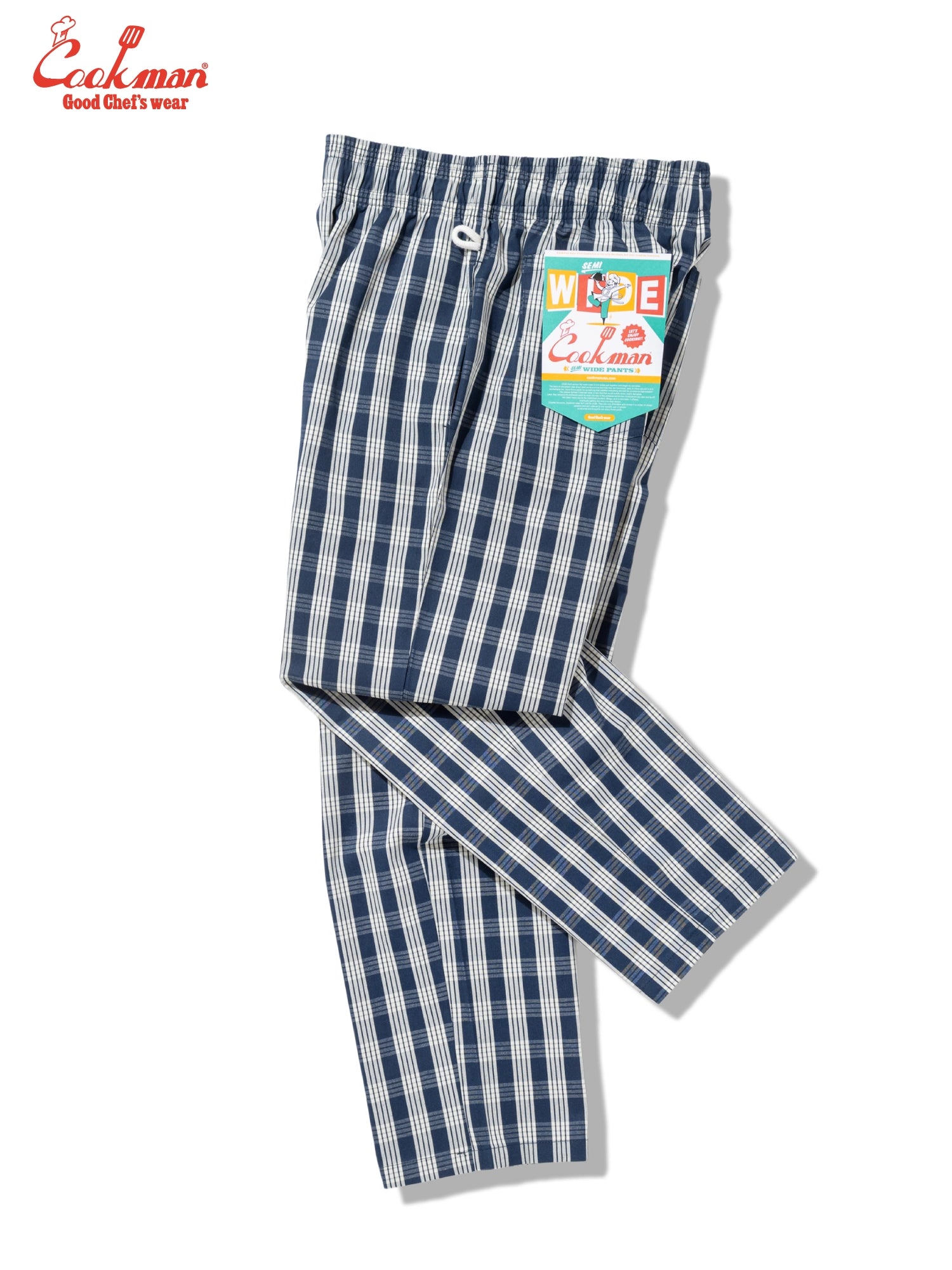 Cookman Chef Pants Semiwide - PALAKA Check : Navy