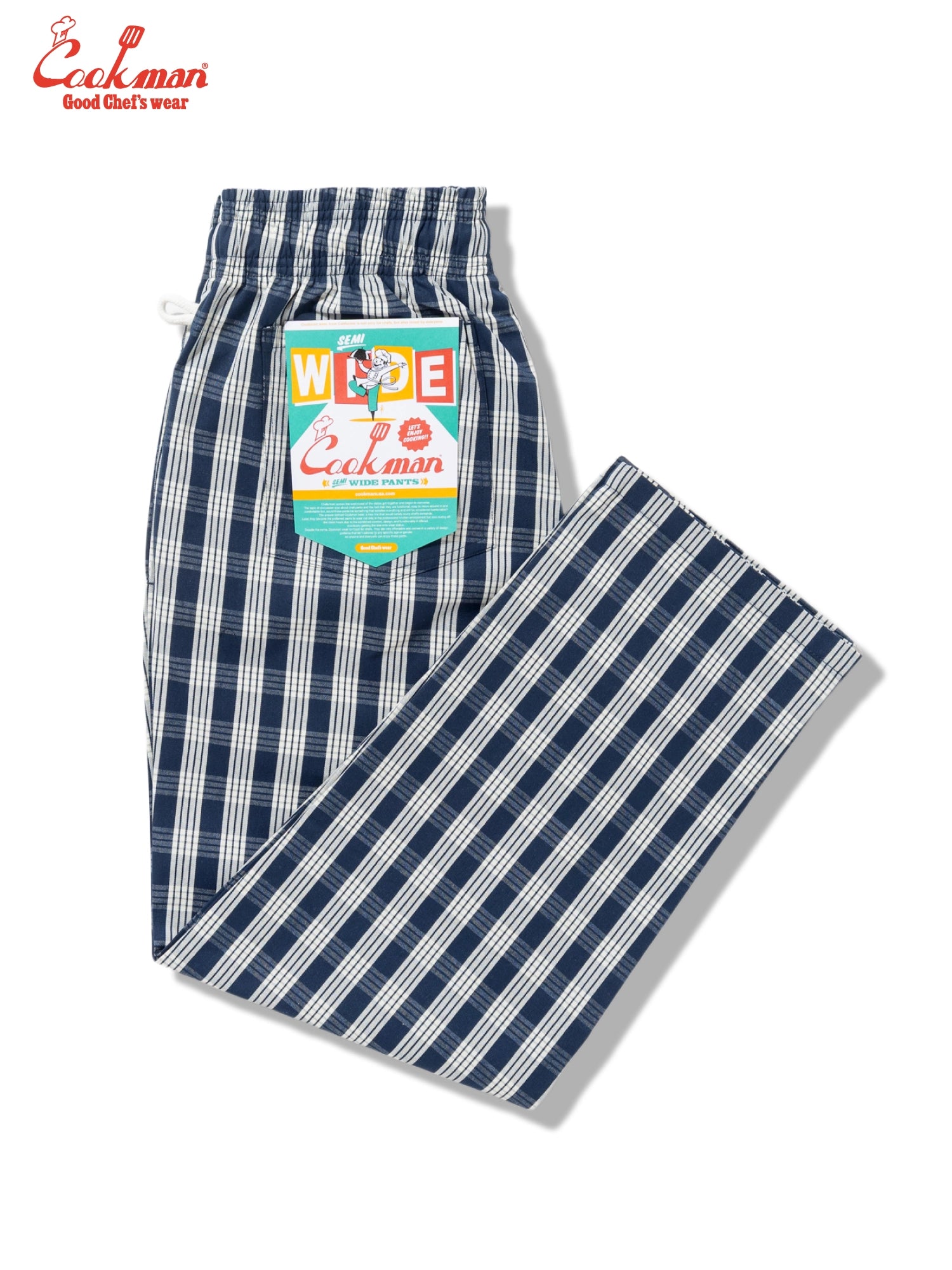 Cookman Chef Pants Semiwide - PALAKA Check : Navy