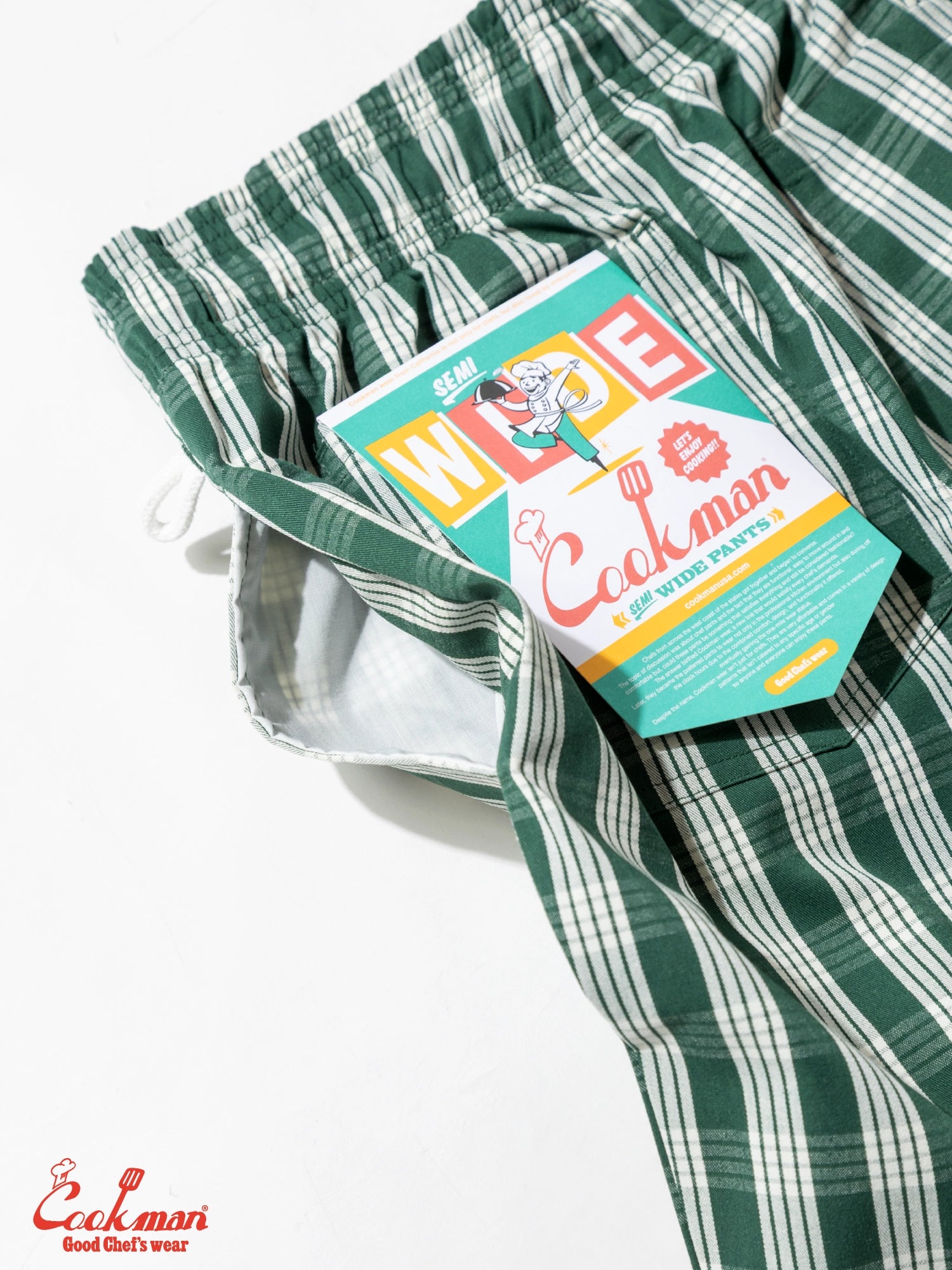 Cookman Chef Pants Semiwide - PALAKA Check : Green