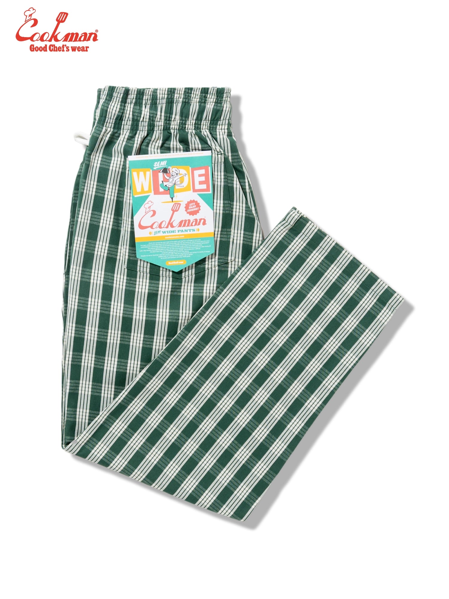 Cookman Chef Pants Semiwide - PALAKA Check : Green