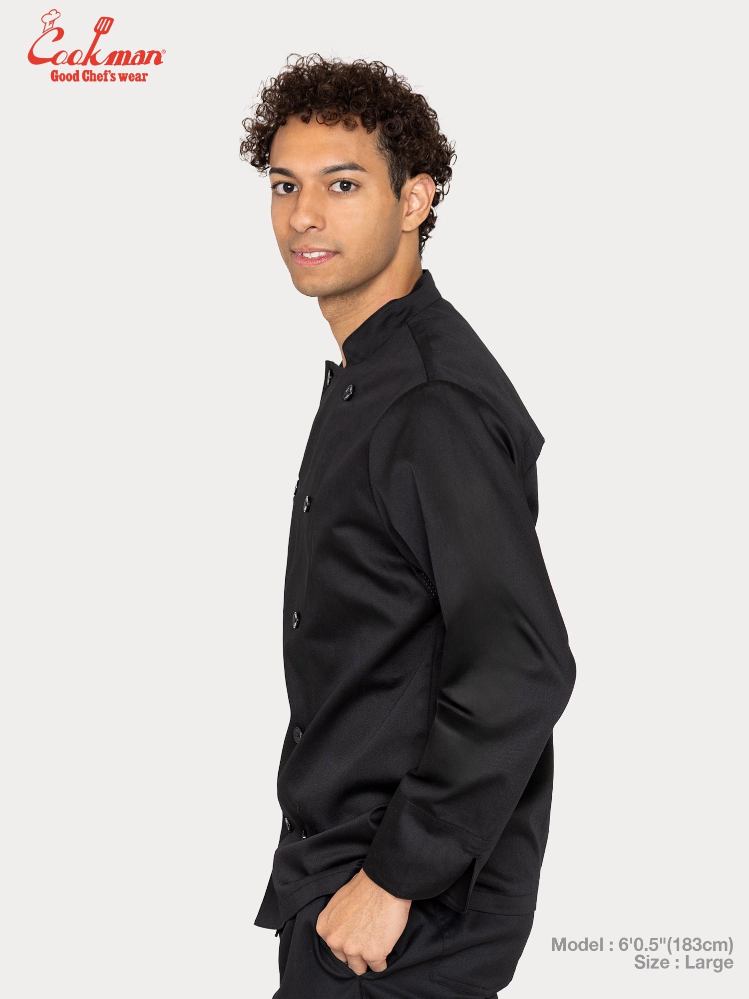 Cookman Chef Coat Long Sleeve Vented : Black