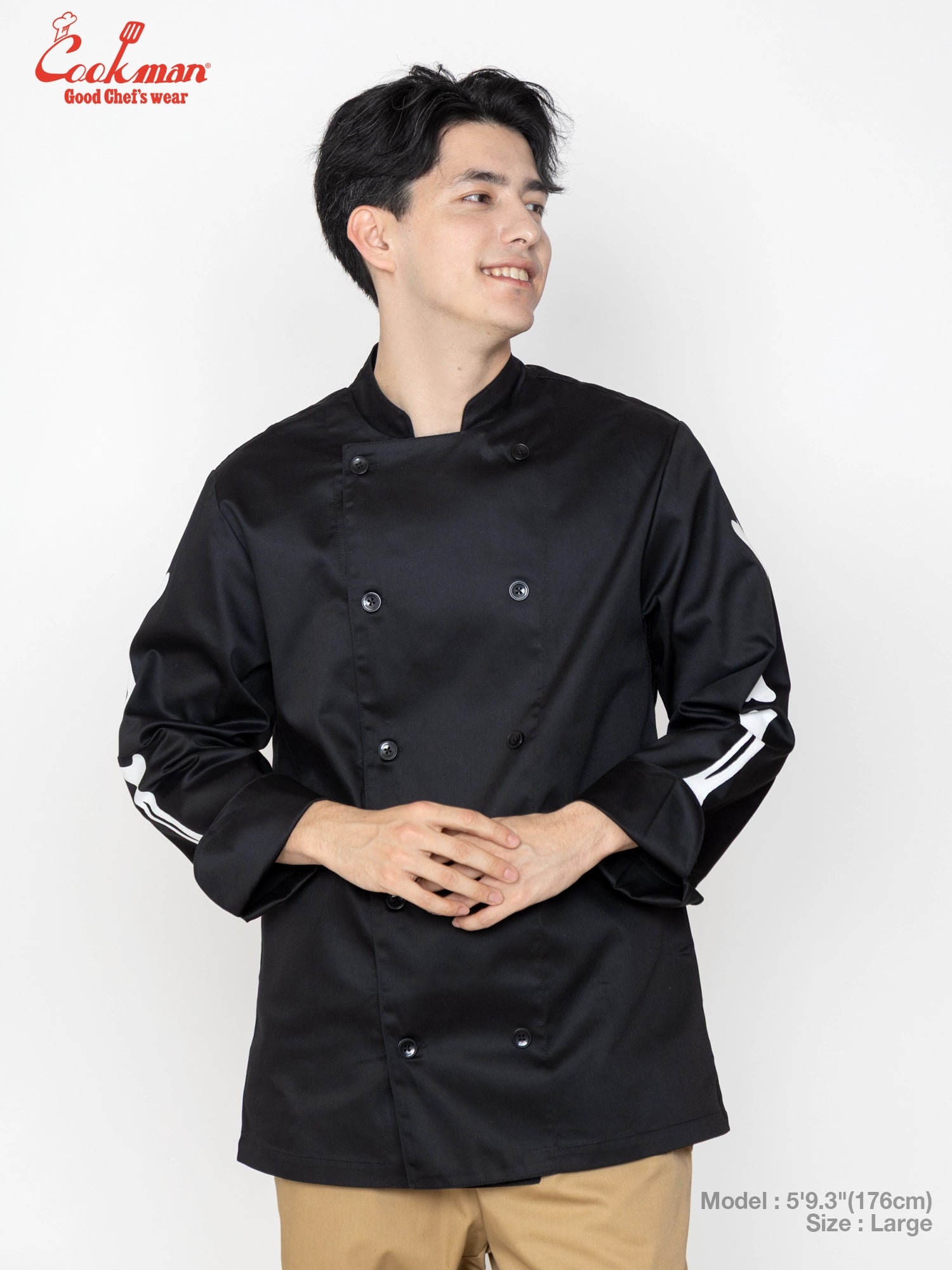Chef Coat Long Sleeve Vented - Skull Bone : Black