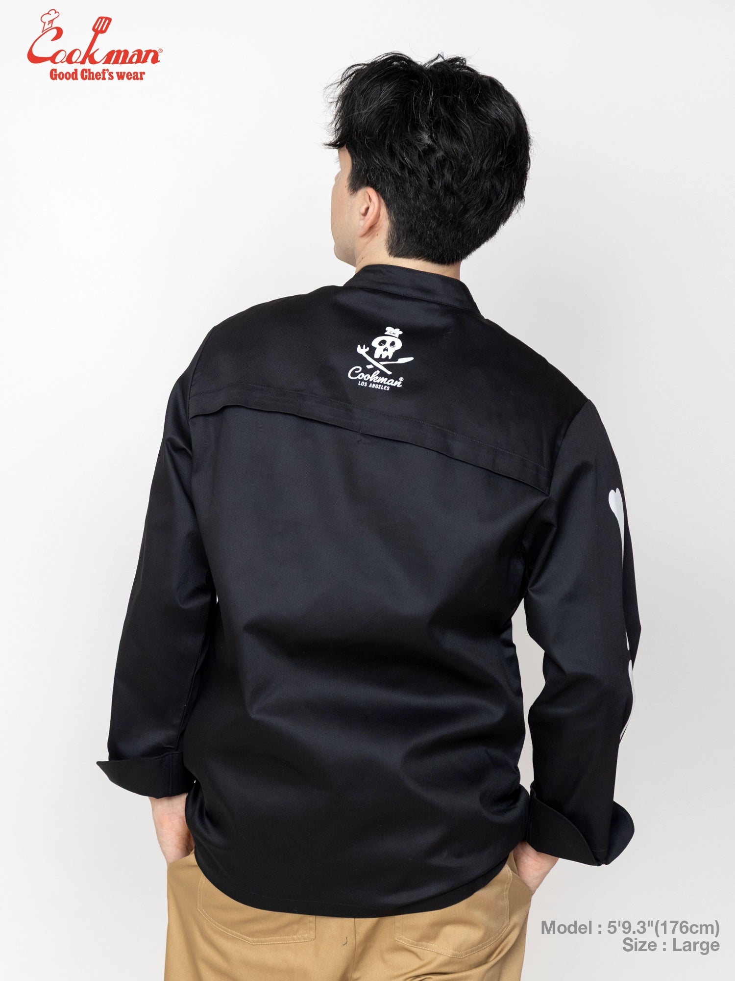 Chef Coat Long Sleeve Vented - Skull Bone : Black