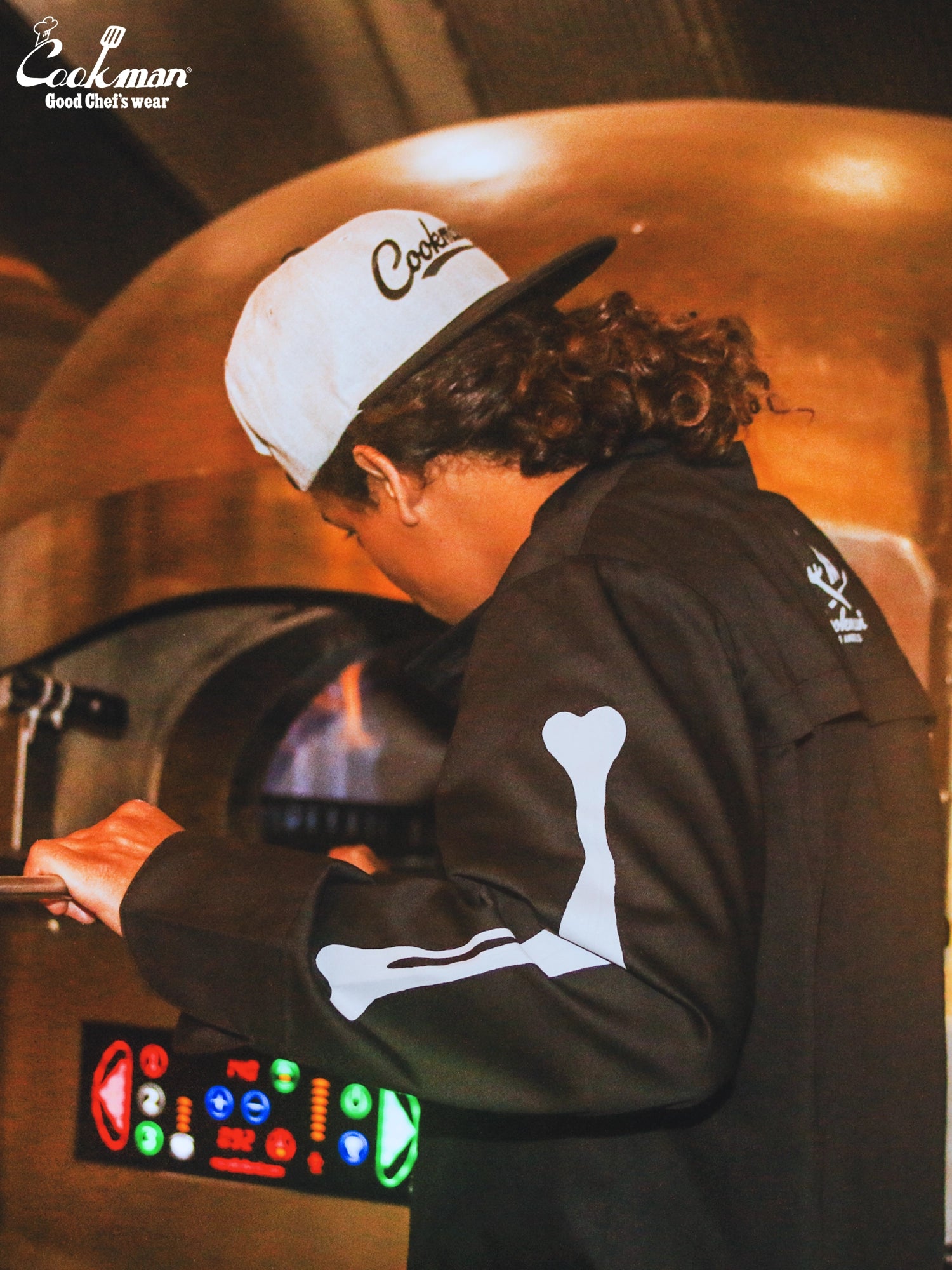 Chef Coat Long Sleeve Vented - Skull Bone : Black
